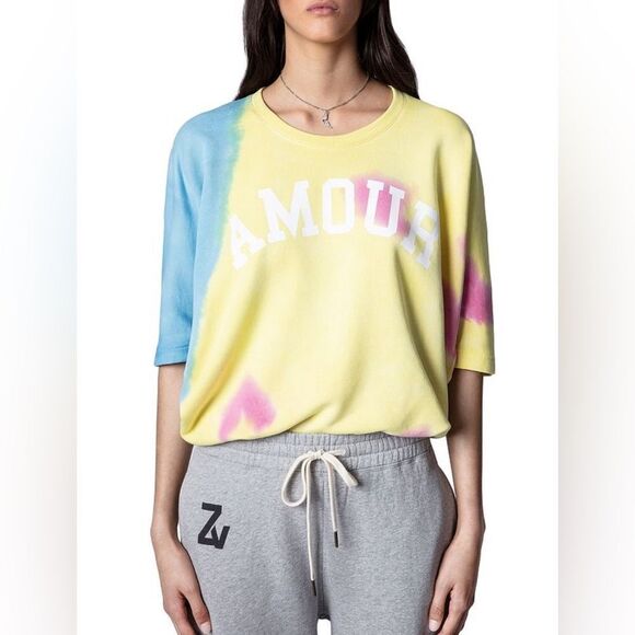 Zadig & Voltaire Portland Amour Oversized Handmade Tye Dye Sweatshirt. NWT XS - Picture 1 of 10